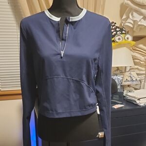 Sweaty Betty Deep Navy Blue Long Sleeve Polo Sweatshirt